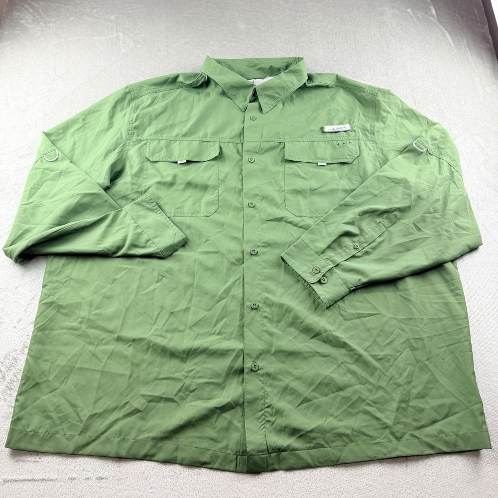 Habit Men's 3XL Bronze Green Fishing Shirt Long Sleeve Lightweight TS10480